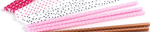 Pink & White Poka Dot Straw